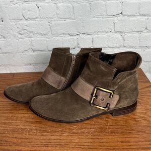 Paul Green Taupe/Gray Suede Buckle Ankle Boots stamped size 7eu or 9.5 us